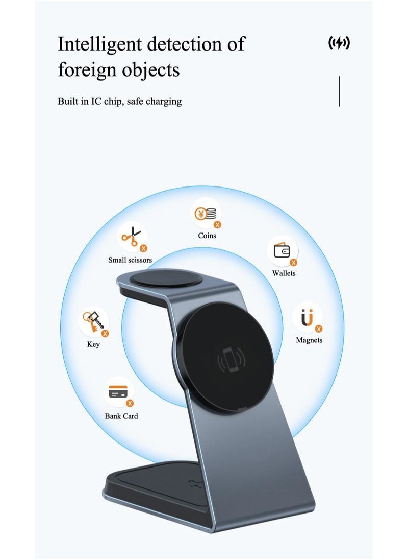 Charome - 3-in-1 Wireless Charging Stand Fast Charging for Phone, Watch, Earbuds, Sleek Design, LED Indicator, Overcharge Protection, Compact Build, Anti-Slip Base, Multiple Device Compatibility - Image 1