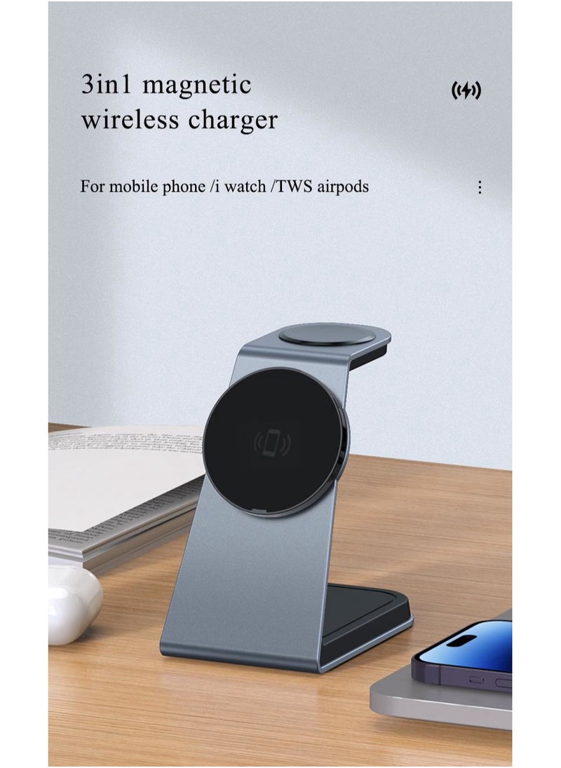 Charome 3-in-1 Wireless Charging Stand Fast Charging for Phone, Watch, Earbuds, Sleek Design, LED Indicator, Overcharge Protection, Compact Build, Anti-Slip Base, Multiple Device Compatibility  - Image 3