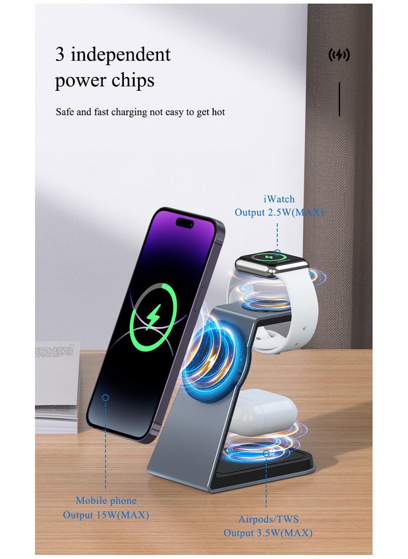 Charome 3-in-1 Wireless Charging Stand Fast Charging for Phone, Watch, Earbuds, Sleek Design, LED Indicator, Overcharge Protection, Compact Build, Anti-Slip Base, Multiple Device Compatibility  - Image 5
