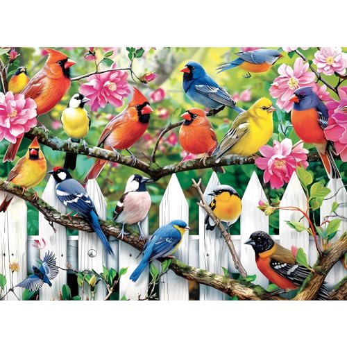 Edsjegn 300 Pieces Jigsaw Puzzles for AdultsMorning Serenade Birds Puzzle for Adults Children ElderlyRecycled Paper Puzzle 300 PiecesGlossy Sturdy Pieces Challenging Family Game Great Gift Idea205x15in - Image 1