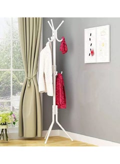Single pole wardrobe hanger-clothes stand with hooks-ergonomic clothes stand- tree hanger for clothes - White