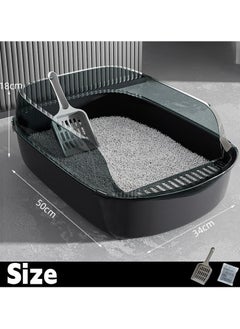 Generic Large Detachable Cat Litter Box Semi Closed Cat Potty Tray Toilet Anti Splashing Cat Supplies With Plastic Scoop Deodorizing Bag Easy Clean No Smell (Black)  - Image 2