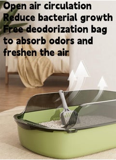 Generic Large Detachable Cat Litter Box Semi Closed Cat Potty Tray Toilet Anti Splashing Cat Supplies With Plastic Scoop Deodorizing Bag Easy Clean No Smell (Black)  - Image 3