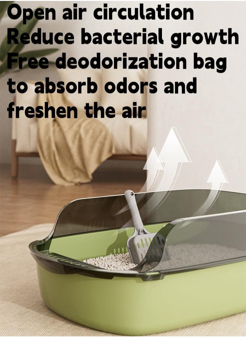 Generic - Large Detachable Cat Litter Box Semi Closed Cat Potty Tray Toilet Anti Splashing Cat Supplies With Plastic Scoop Deodorizing Bag Easy Clean No Smell (Black) - Image 1