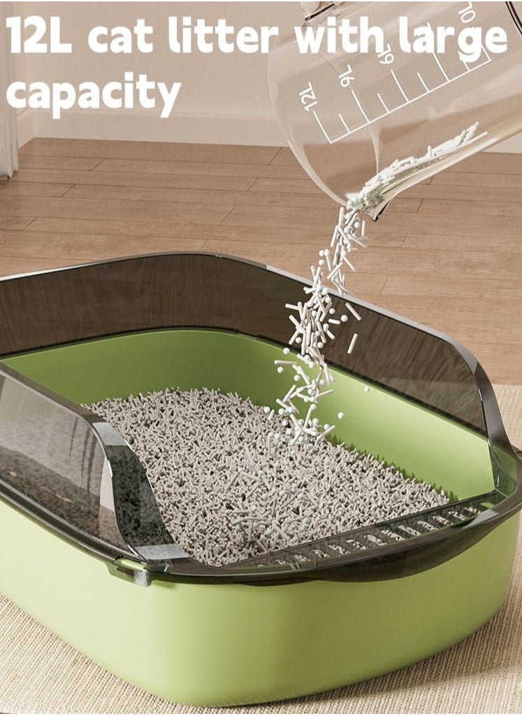 Generic - Large Detachable Cat Litter Box Semi Closed Cat Potty Tray Toilet Anti Splashing Cat Supplies With Plastic Scoop Deodorizing Bag Easy Clean No Smell (Black) - Image 1