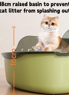 Generic Large Detachable Cat Litter Box Semi Closed Cat Potty Tray Toilet Anti Splashing Cat Supplies With Plastic Scoop Deodorizing Bag Easy Clean No Smell (Black)  - Image 4