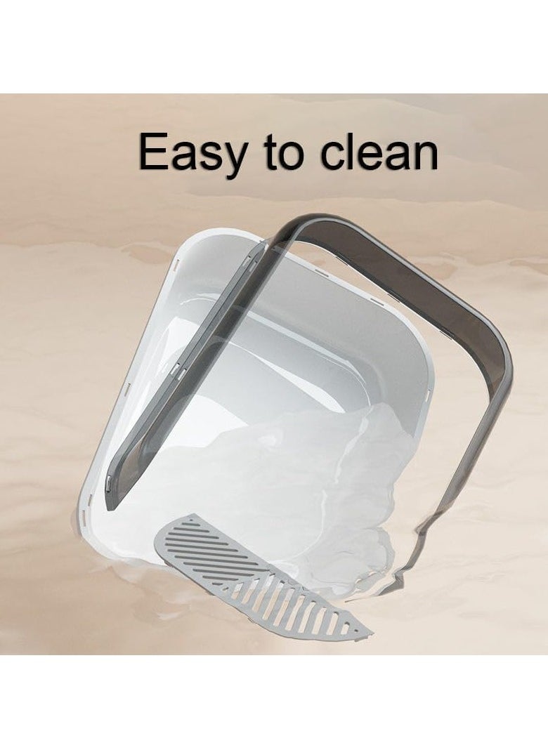 Generic - Large Detachable Cat Litter Box Semi Closed Cat Potty Tray Toilet Anti Splashing Cat Supplies With Plastic Scoop Deodorizing Bag Easy Clean No Smell (Black) - Image 1
