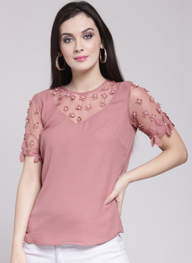PlusS Rose Embellished Top for Women - Image 1