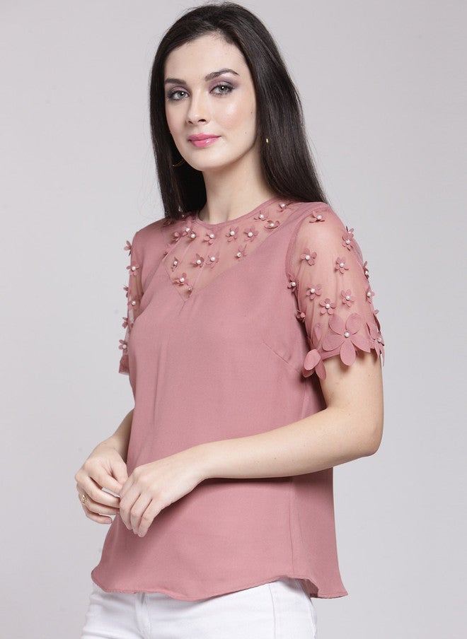 PlusS Rose Embellished Top for Women - Image 3