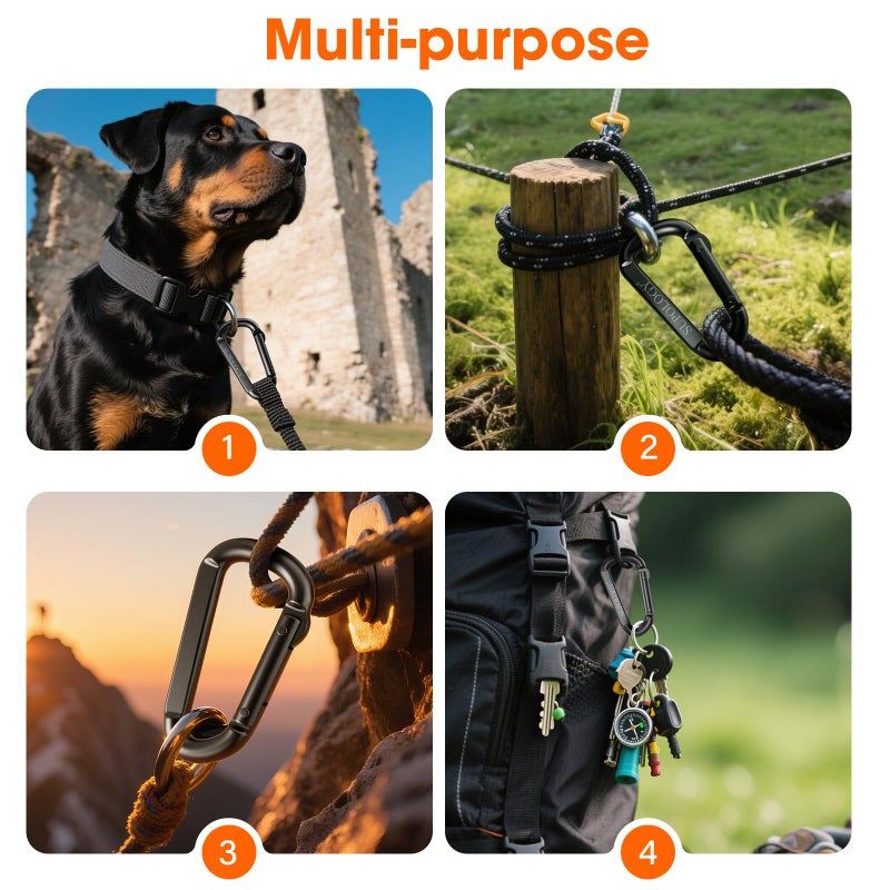 SUPOLOGY Carabiner Clip, 900 LBS 2.5" Iron Heavy Duty Caribeaners for Hammocks, Camping Accessories, Hiking and Gym, D Shaped Spring Hook Small Carabiners for Dog Leash, Key Ring (10 PCS 2.5" Carabiner Clips) - Image 5