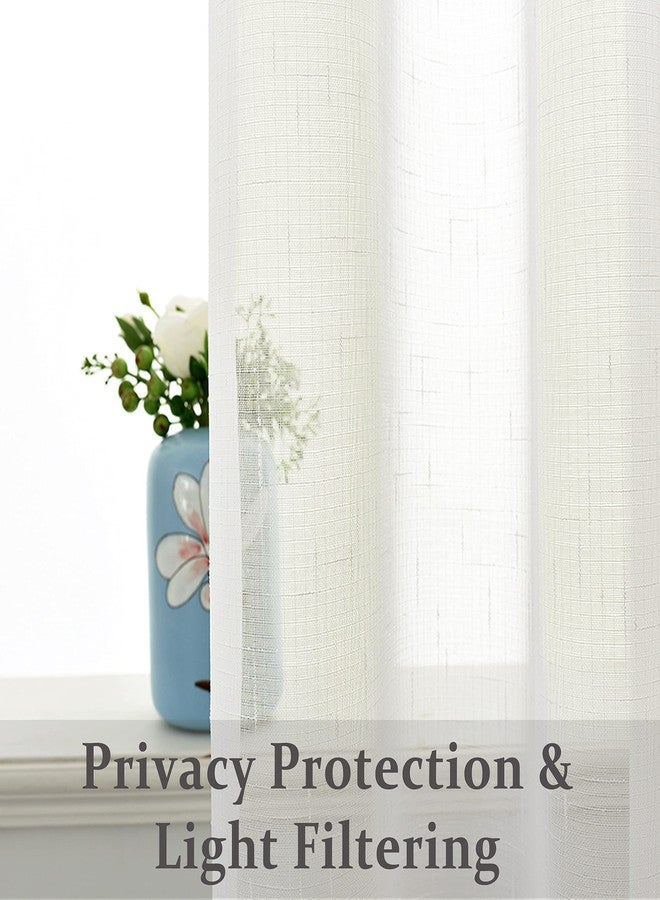 Randall Off White Linen Sheer Curtain Panel Pairs with Grommets/Eyelets Rustic Window Drape Treament Decoration for Living Room Bedroom Farmhouse- 54x95 Inch, 2 Panels - Image 2