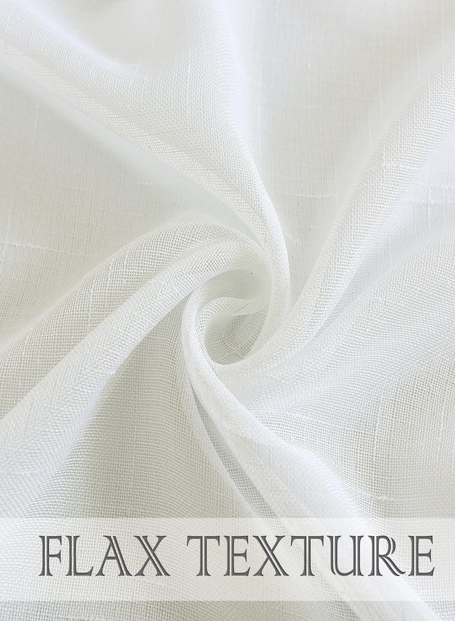 Randall Off White Linen Sheer Curtain Panel Pairs with Grommets/Eyelets Rustic Window Drape Treament Decoration for Living Room Bedroom Farmhouse- 54x95 Inch, 2 Panels - Image 4