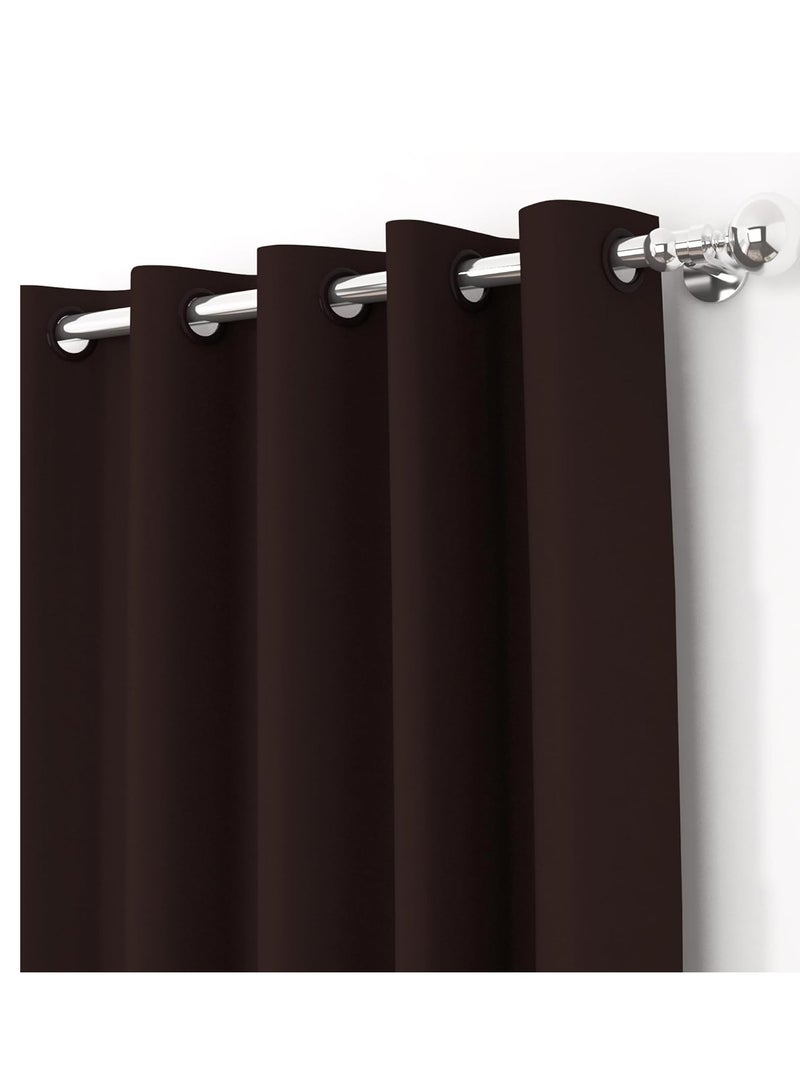 Umeema Blackout Window and Door Curtains for Bedroom, Living room with Grommet Top (Width 150cm and Length 270cm) Two pieces set. (Dark Brown)  - Image 3