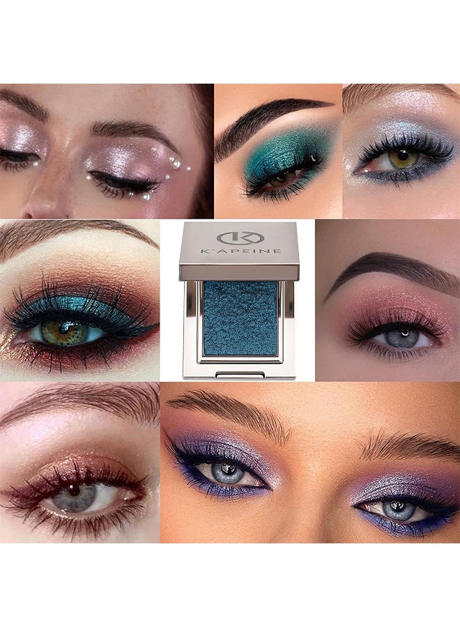 KAPEINE Dark Blue Glitter Eyeshadow,Single Ultra Fine Shimmer Metallic Eyeshaow Palette Blendable Pearl Eyes Shadow Highlighter Eyeshade Makeup Palette for Everyday Stage Performance 10 - Image 5