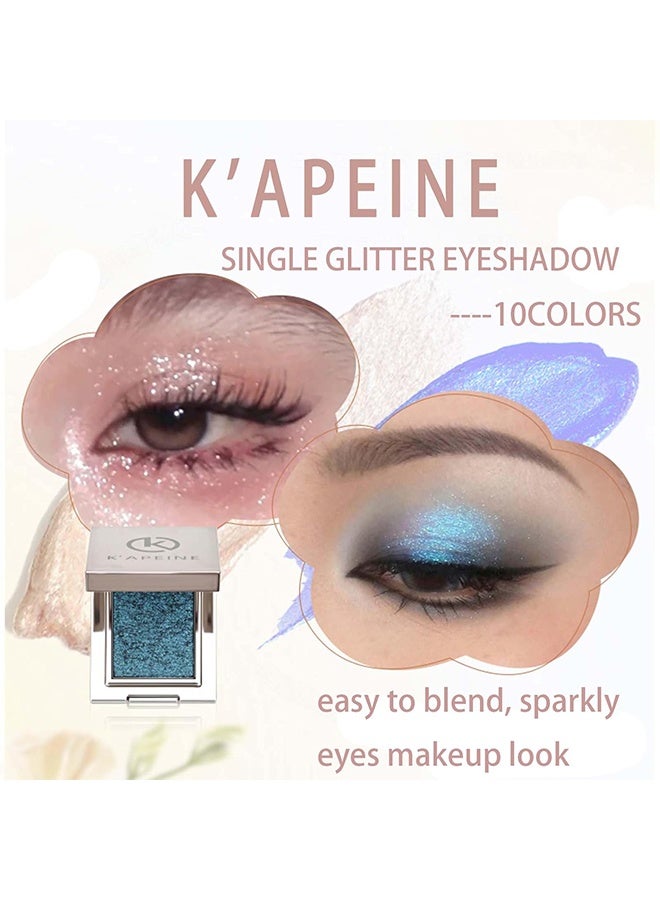 KAPEINE Dark Blue Glitter Eyeshadow,Single Ultra Fine Shimmer Metallic Eyeshaow Palette Blendable Pearl Eyes Shadow Highlighter Eyeshade Makeup Palette for Everyday Stage Performance 10 - Image 3