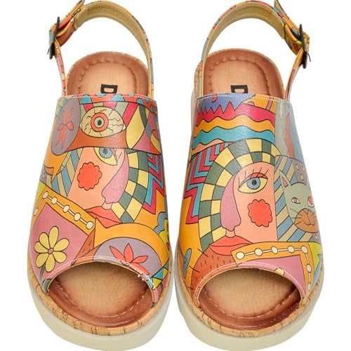 DOGO Platform Sandals Women - Vegan and Handmade Wedge Sandals for Women, Artsy Design, Size 7 - Image 3
