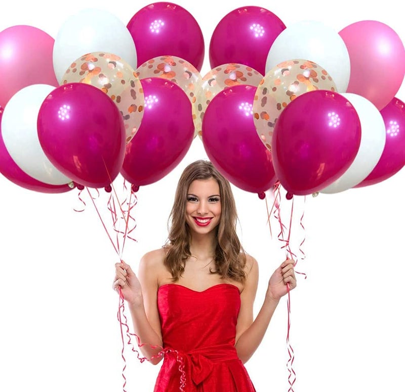 LAZYBEEE Pink and Baby Pink and White Balloons 12 inch Premium Latex Confetti Balloons & 64 ft Ribbon - Pink Party Decorations Supplies (Pink) - Image 3