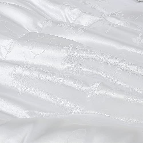 Raytrue-X White King Size Comforter Set, 3pcs Silk Jacquard Ultra Soft Bed Comforter Set, Lightweight Quilt Blanket for King Bed (104x90inches) - Image 4