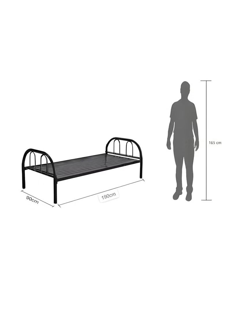 Generic Single Metal Bed Frame 90x190 cm – Heavy Duty Steel Bed for Adults, Staff, Hostel & Guest Room – Black Powder Coated Finish – Noise-Free, Strong & Easy to Assemble  - Image 2
