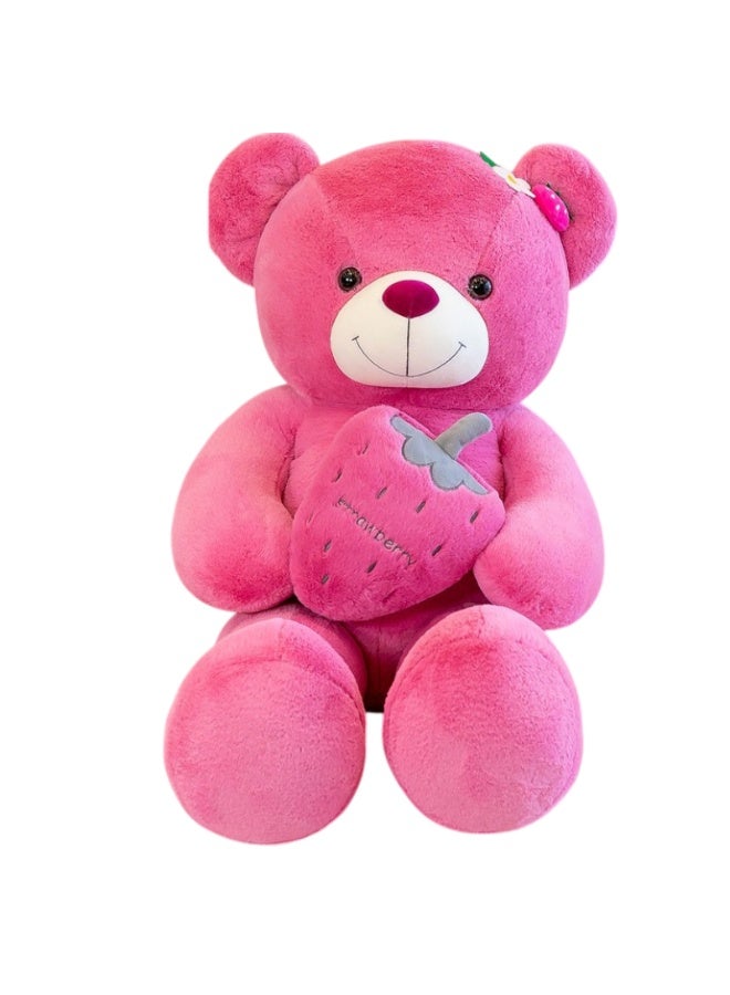 دمية دب وردية لطيفة، دمية قطيفة ناعمة للغاية مع نسيج لطيف على البشرة، مقاس كبير