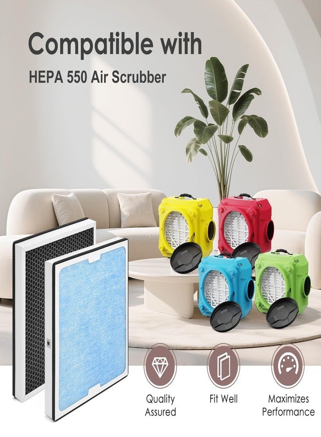 HSIAMEN 550 HEPA & Activated Carbon Filter Replacement Set Compatible with AlorAir CleanShield HEPA 550 Air Scrubber, 17.2x15.3x2, 2-Pack - Image 2