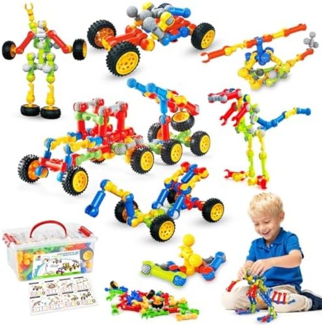 Huaker 125PCS STEM Building Toys for Kids Ages 3-8, Educational Learning Blocks with Storage Box, Creative Construction Set for Boys  Girls - Image 3