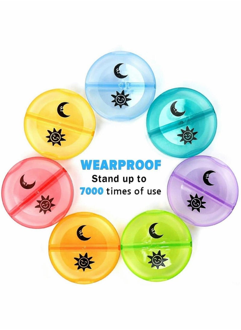 Excefore - Weekly Pill Organizer, Round Storage Case, Weekly AM/PM Pill Box, Daily Box for Reminder, 7 Days 2 Times a Day, for Vitamin/Fish Oils/Supplement - Image 1