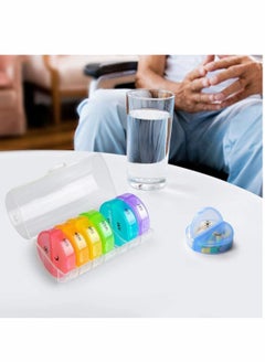 Excefore Weekly Pill Organizer, Round Storage Case, Weekly AM/PM Pill Box, Daily Box for Reminder, 7 Days 2 Times a Day, for Vitamin/Fish Oils/Supplement  - Image 2