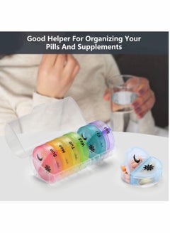 Excefore Weekly Pill Organizer, Round Storage Case, Weekly AM/PM Pill Box, Daily Box for Reminder, 7 Days 2 Times a Day, for Vitamin/Fish Oils/Supplement  - Image 3