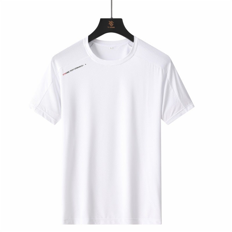 Dropshipping New Summer Quick-Drying Short-Sleeved Men's Elastic T-Shirt Ice Silk Large Size Outdoor Sports and Leisure T-Shirt - Image 1