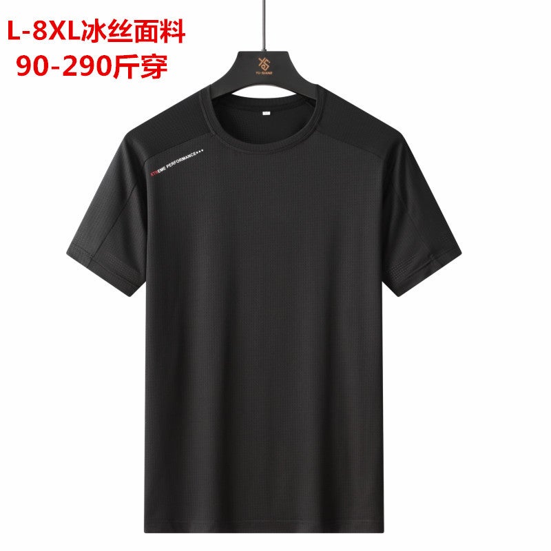 Dropshipping New Summer Quick-Drying Short-Sleeved Men's Elastic T-Shirt Ice Silk Large Size Outdoor Sports and Leisure T-Shirt - Image 5