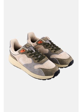 Algspar Men Lace Up Casual Sneakers, Khaki  - Image 1