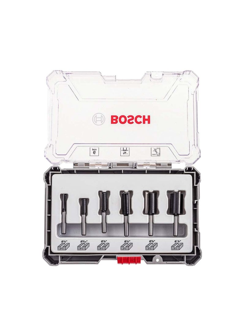 BOSCH - Bosch Professional 6 Pcs Router Bit Set With Straight Bits With 14Mm Shank Suitable For Gkf 550 Plam Router - Image 1