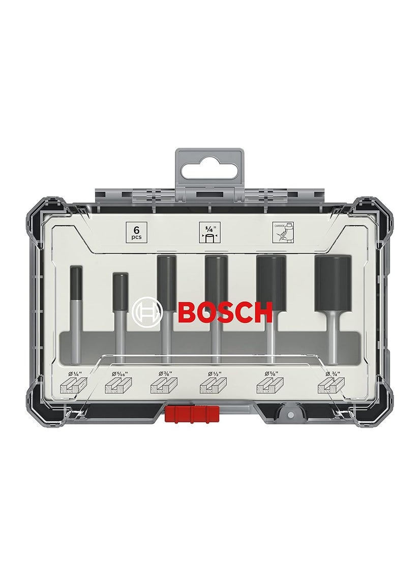 BOSCH - Bosch Professional 6 Pcs Router Bit Set With Straight Bits With 14Mm Shank Suitable For Gkf 550 Plam Router - Image 1