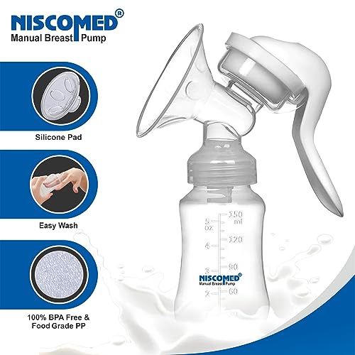 NISCOMED Manual Breast Pump | BPA Free Hand Breast Pump for Women | Soft Silicone Breast Milk Pump - Image 3