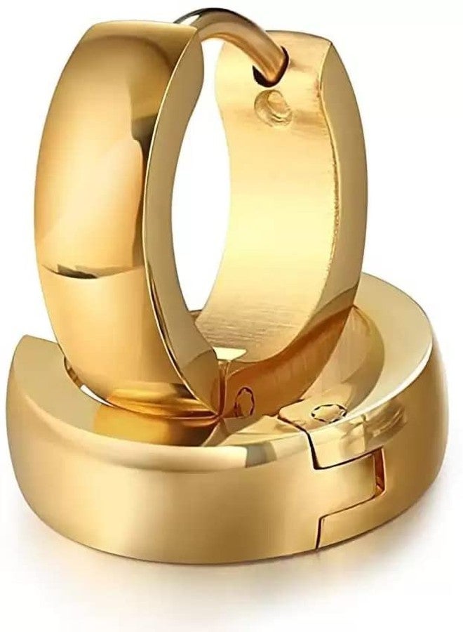 VIEN Minimalistic Men Earring Punk Stainless Steel Gold Earrings - Image 1