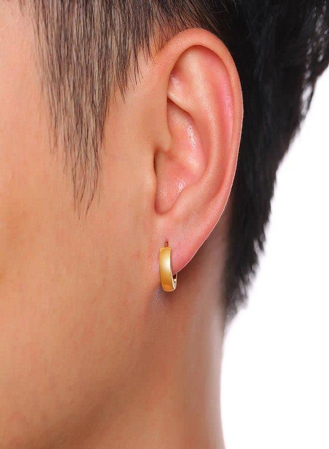 VIEN Minimalistic Men Earring Punk Stainless Steel Gold Earrings - Image 2