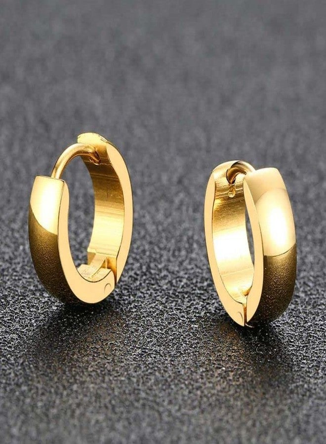 VIEN Minimalistic Men Earring Punk Stainless Steel Gold Earrings - Image 3