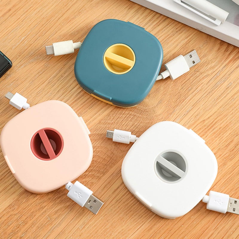 White Travel Wire Winder Case Organizer For Earphones And Charging Cables - Image 3