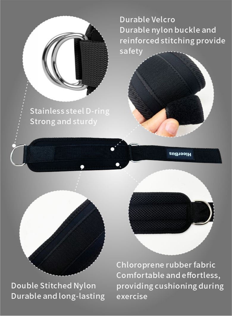 HieerBus Comfortable Adjustable Padded Ankle Wrist Cuffs Neoprene Padded Straps D Ring - Image 2