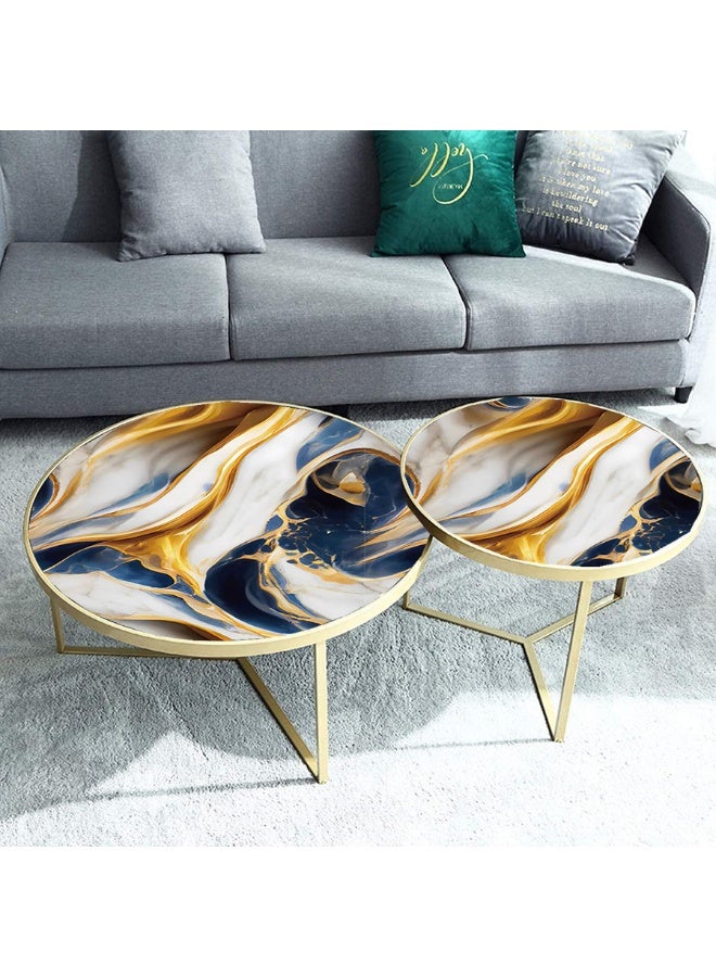 Anna Golden Blue Marble Pattern Oil-Proof Kitchen Countertop DIY Wall Sticker for Refreshing - Image 5