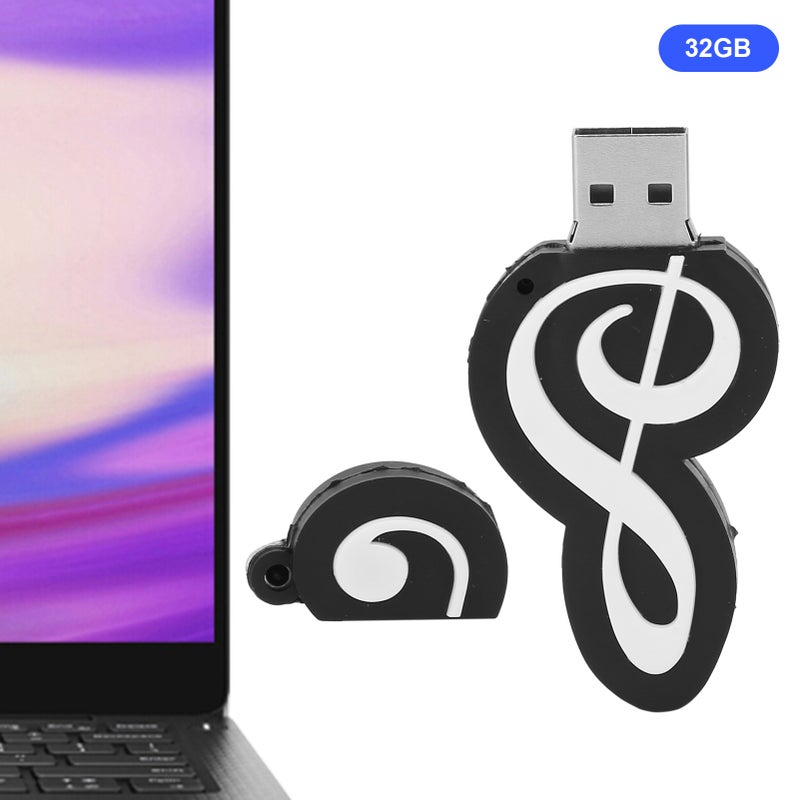 Black Note Appearance USB Flash Drive Cute Music Movie Data Transfer USB Stick Gift32GB - Image 2