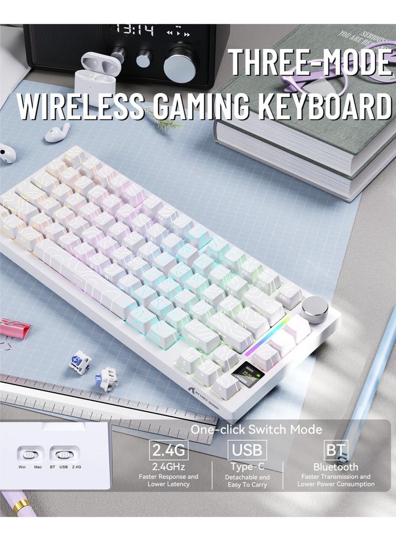 Attack Shark X820 Ultra Wireless Gaming Mechanical Keyboard with TFT Smart Display&Knob,75% Hot Swappable Custom Gasket-Mounted Keyboard,Tri-Mode(Wired/2.4GHz/BT) - Image 3