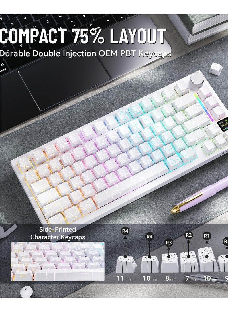 Attack Shark X820 Ultra Wireless Gaming Mechanical Keyboard with TFT Smart Display&Knob,75% Hot Swappable Custom Gasket-Mounted Keyboard,Tri-Mode(Wired/2.4GHz/BT) - Image 2