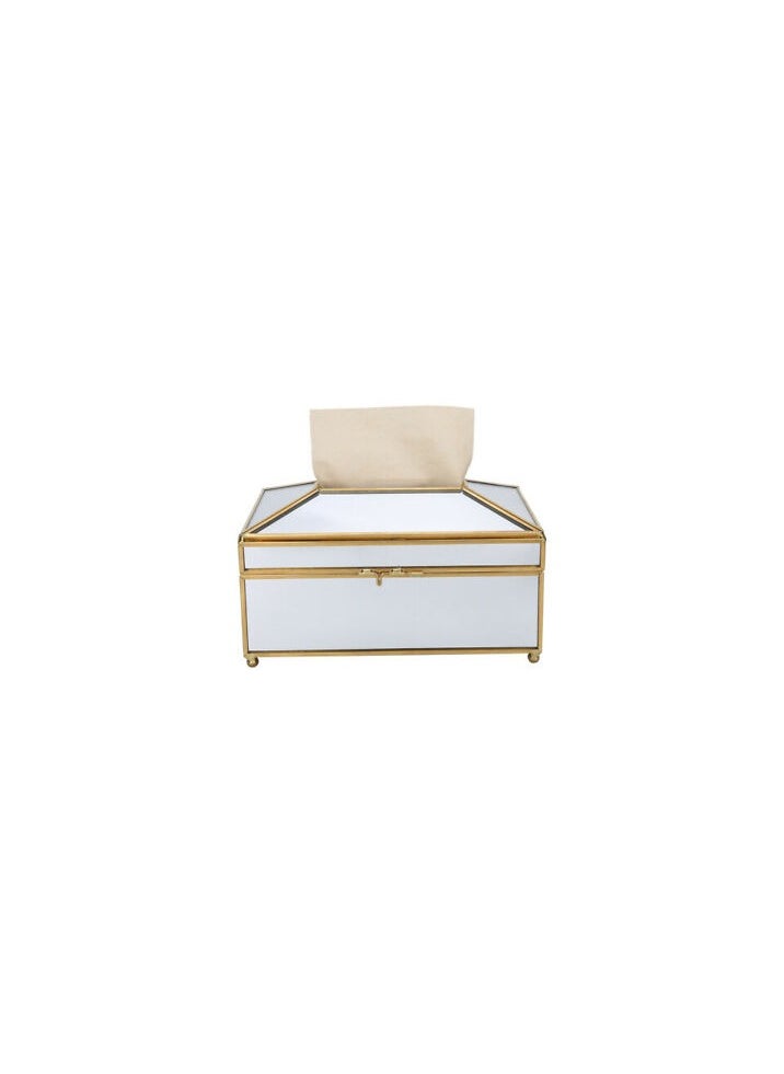 Generic Mirror Rectangular Paper Tissue Box Gold Frame, Decorative Mirror Napkin Storage Box, Facial Tissue Holder for Dresser, Bathroom, Bedroom, Home Decor, Office, Restaurant  - Image 3