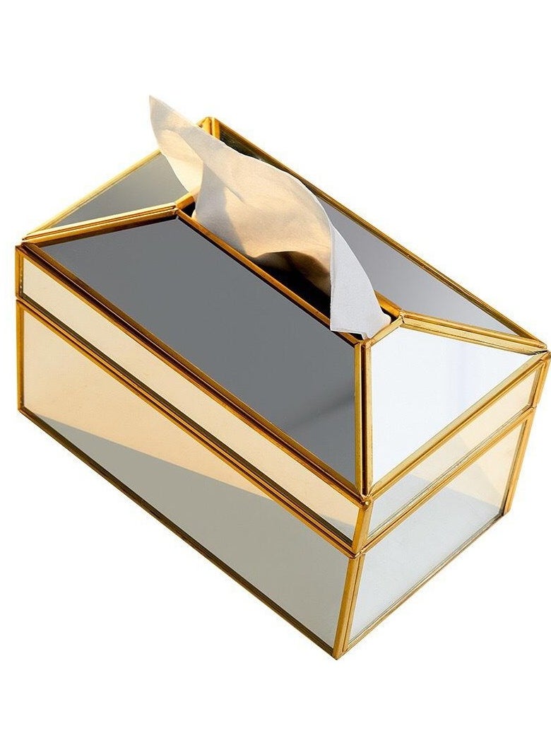 Generic Mirror Rectangular Paper Tissue Box Gold Frame, Decorative Mirror Napkin Storage Box, Facial Tissue Holder for Dresser, Bathroom, Bedroom, Home Decor, Office, Restaurant  - Image 5