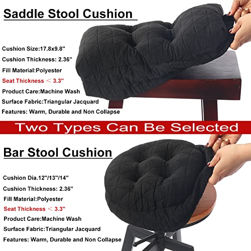 BUYUE Round Bar Stool Seat Cushion, Dia.12 Luxury Fashion Jacquard with Anti-Skid Silicone Bar Stool Cushion Padded (Black, S,1 Count) - Image 4