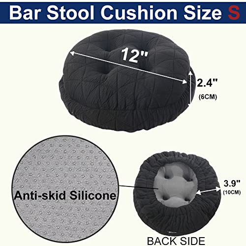 BUYUE Round Bar Stool Seat Cushion, Dia.12 Luxury Fashion Jacquard with Anti-Skid Silicone Bar Stool Cushion Padded (Black, S,1 Count) - Image 3