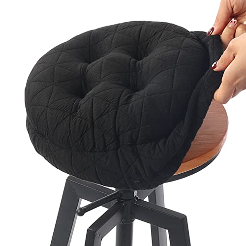 BUYUE Round Bar Stool Seat Cushion, Dia.12 Luxury Fashion Jacquard with Anti-Skid Silicone Bar Stool Cushion Padded (Black, S,1 Count) - Image 1