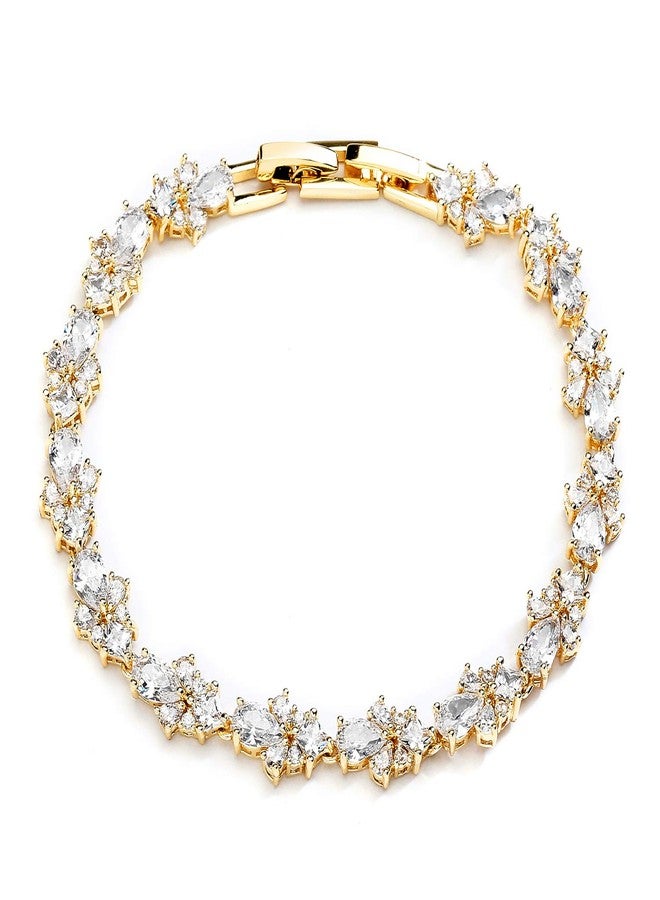 Mariell Gold Wedding and Bridal Cubic Zirconia Crystal Tennis Bracelet, Jewelry Gift for Women, Brides, Mother of the Bride, 7 1/4" Plus 1/2" Extender - Image 1